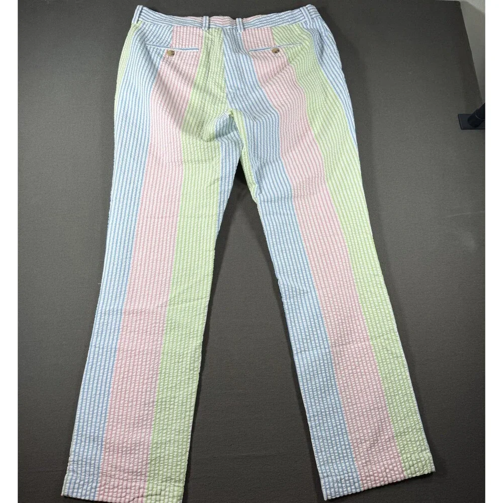 Vineyard Vines Kentucky Derby Pants Men's 35x32 Seersucker Colorblock Colorful